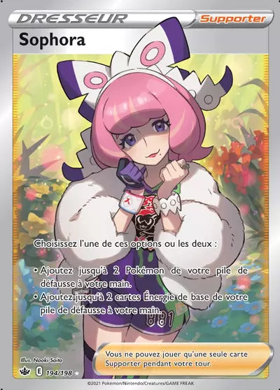 Carte Pokémon Sophora 194/198 - Règne de Glace (CRE) chez Manga Cash Ans (Liège), vendue à l’unité (non reconditionnée).