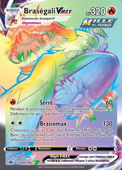 Carte Pokémon Braségali VMAX 200/198 - Règne de Glace (CRE) chez Manga Cash Ans (Liège), vendue à l’unité (non reconditionnée).