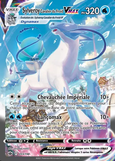 Carte Pokémon Sylveroy Cavalier du Froid VMAX 203/198 - Règne de Glace (CRE) chez Manga Cash Ans (Liège), vendue à l’unité (non reconditionnée).