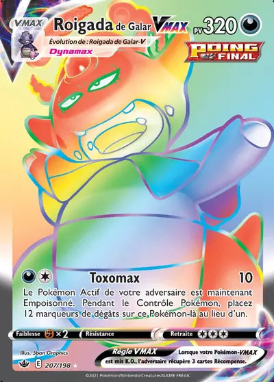 Carte Pokémon Roigada de Galar VMAX 207/198 - Règne de Glace (CRE) chez Manga Cash Liège (Liège), vendue à l’unité (non reconditionnée).