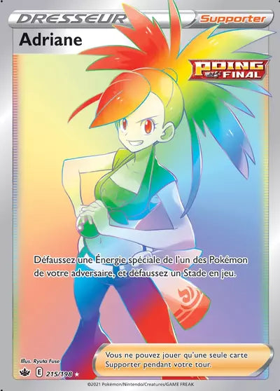 Carte Pokémon Adriane 215/198 - Règne de Glace (CRE) chez Manga Cash Ans (Liège), vendue à l’unité (non reconditionnée).
