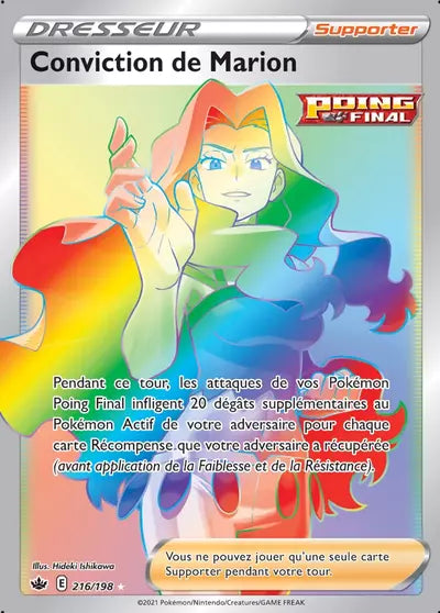 Carte Pokémon Conviction de Marion 216/198 - Règne de Glace (CRE) chez Manga Cash Liège (Liège), vendue à l’unité (non reconditionnée).