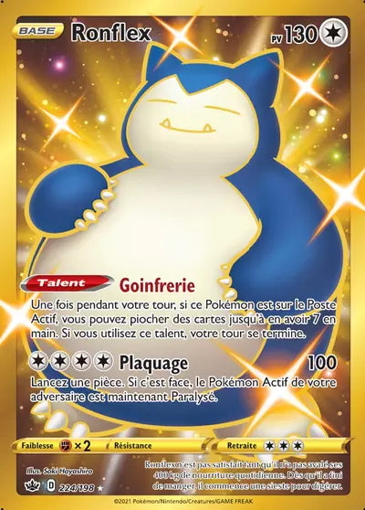 Carte Pokémon Ronflex 224/198 - Règne de Glace (CRE) chez Manga Cash Ans (Liège), vendue à l’unité (non reconditionnée).