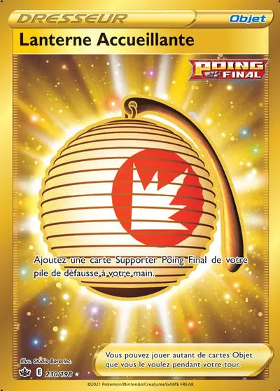 Carte Pokémon Lanterne Accueillante 230/198 - Règne de Glace (CRE) chez Manga Cash Ans (Liège), vendue à l’unité (non reconditionnée).