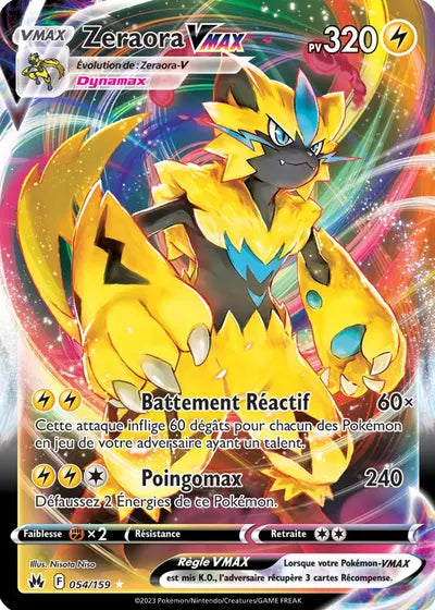 Carte Pokémon Zeraora VMAX 054/159 - Zénith Suprême - Manga Cash Ans (Liège)