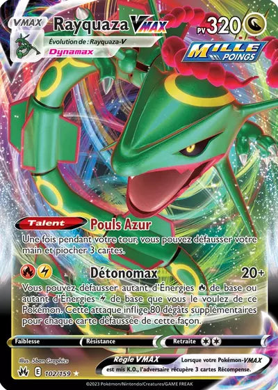 Carte Pokémon Rayquaza VMAX 102/159 - Zénith Suprême - Manga Cash Ans (Liège)