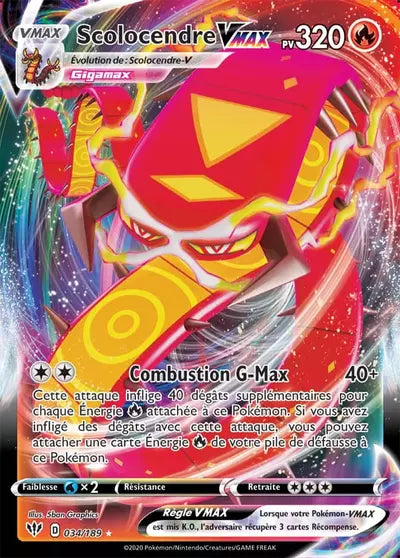 Retrouvez Scolocendre VMAX 034/189 – Ténèbres Embrasées chez Manga Cash Ans (Liège).