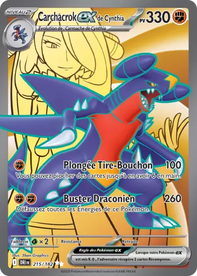 Retrouvez Carchacrok EX de Cynthia 215/182 – Rivalités Destinées chez Manga Cash Ans (Liège).