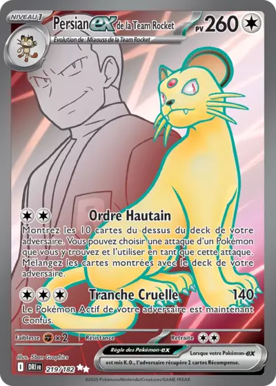 Retrouvez Persian EX Team Rocket 219/182 – Rivalités Destinées chez Manga Cash Ans (Liège).