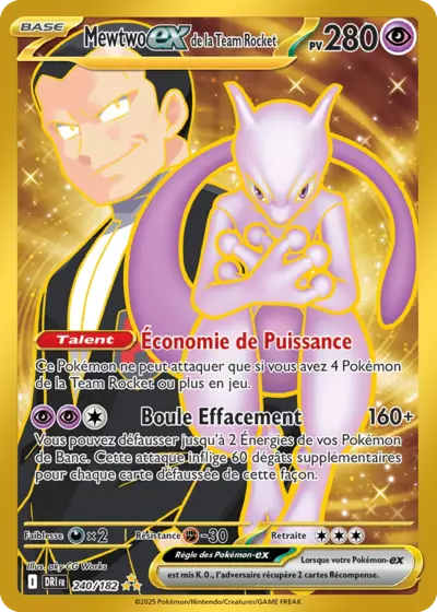 Retrouvez Mewtwo EX Team Rocket 240/182 – Rivalités Destinées chez Manga Cash Ans (Liège).