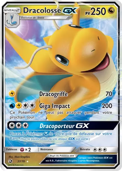 Dracolosse GX 37/70, carte Majesté des Dragons (DRM), en vente à Manga Cash à Ans, province de Liège.