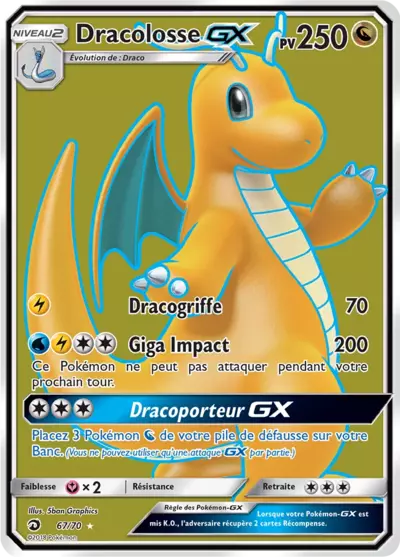 Dracolosse GX 67/70, carte Majesté des Dragons (DRM), en vente à Manga Cash à Ans, province de Liège.