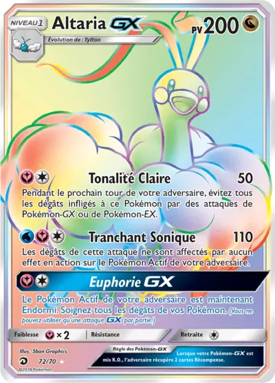 Altaria GX 72/70, carte Majesté des Dragons (DRM), en vente à Manga Cash à Ans, province de Liège.