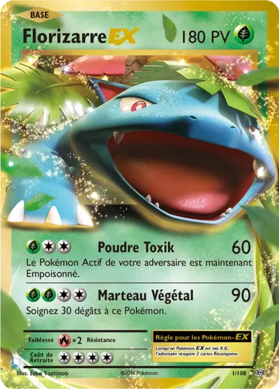 Florizarre EX 1/108, carte Évolutions (EVO), en vente à Manga Cash à Ans, province de Liège.