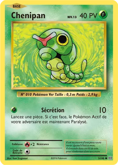 Chenipan Reverse 3/108, carte Évolutions (EVO), en vente à Manga Cash à Ans, province de Liège.