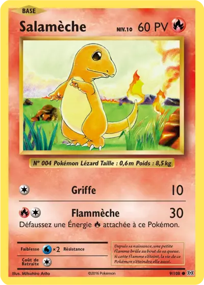 Salamèche Reverse 9/108, carte Évolutions (EVO), en vente à Manga Cash à Ans, province de Liège.
