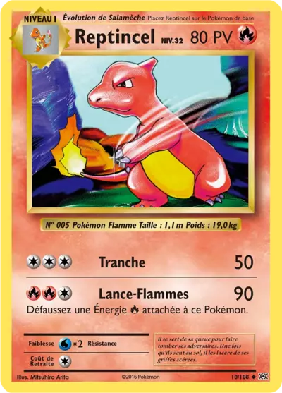 Reptincel Reverse 10/108, carte Évolutions (EVO), en vente à Manga Cash à Ans, province de Liège.