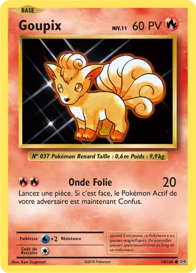 Goupix Reverse 14/108, carte Évolutions (EVO), en vente à Manga Cash à Ans, province de Liège.