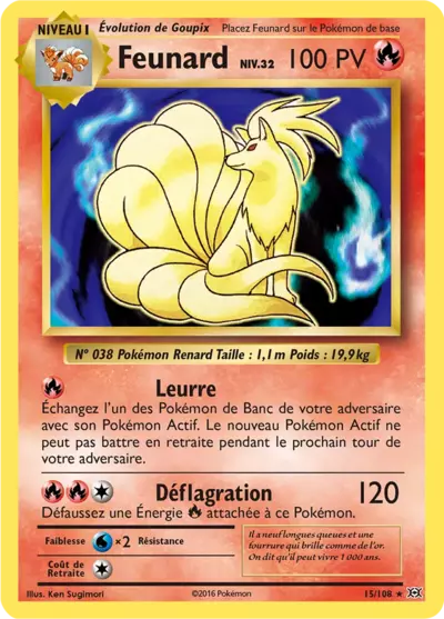Feunard Reverse 15/108, carte Évolutions (EVO), en vente à Manga Cash à Ans, province de Liège.
