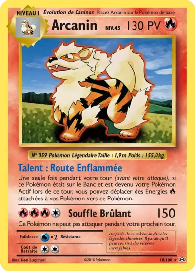 Arcanin 18/108, carte Évolutions (EVO), en vente à Manga Cash à Ans, province de Liège.