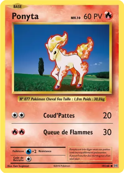 Ponyta Reverse 19/108, carte Évolutions (EVO), en vente à Manga Cash à Ans, province de Liège.