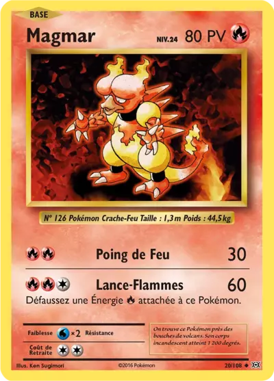 Magmar Reverse 20/108, carte Évolutions (EVO), en vente à Manga Cash à Ans, province de Liège.