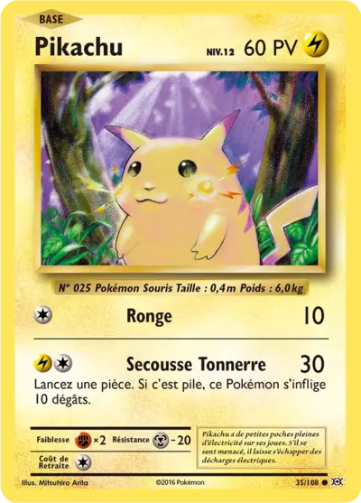 Pikachu 35/108, carte Évolutions (EVO), en vente à Manga Cash à Ans, province de Liège.