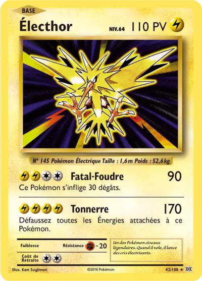 Électhor Holo 42/108, carte Évolutions (EVO), en vente à Manga Cash à Ans, province de Liège.