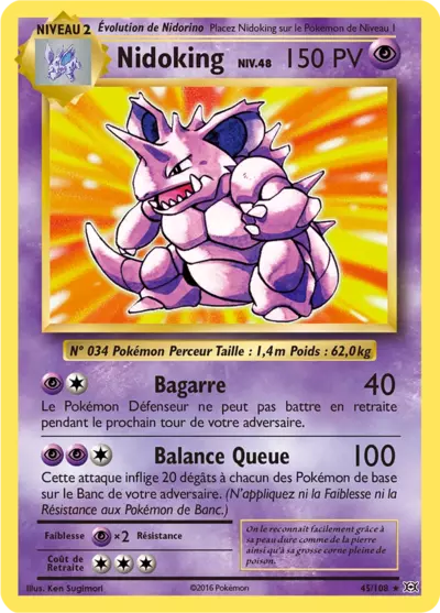 Nidoking 45/108, carte Évolutions (EVO), en vente à Manga Cash à Ans, province de Liège.