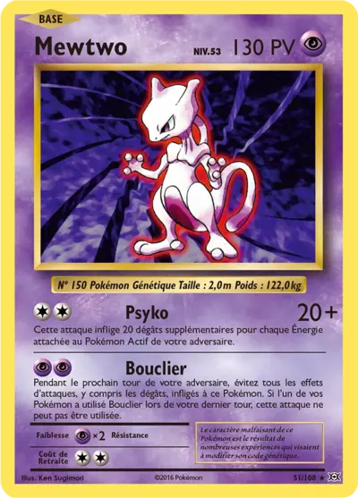 Mewtwo 51/108, carte Évolutions (EVO), en vente à Manga Cash à Ans, province de Liège.