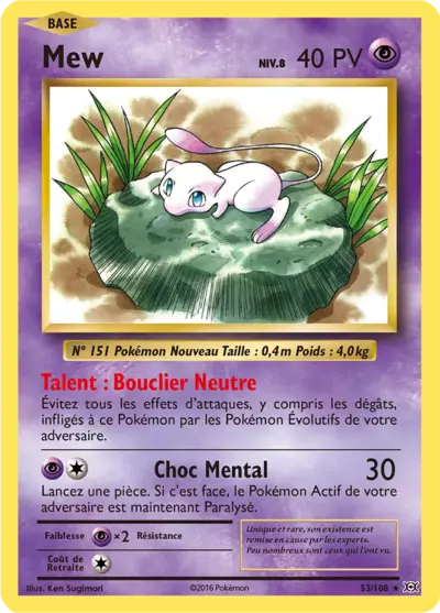 Mew Holo 53/108, carte Évolutions (EVO), en vente à Manga Cash à Ans, province de Liège.