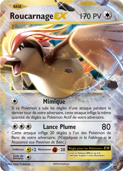 Roucarnage EX 64/108, carte Évolutions (EVO), en vente à Manga Cash à Ans, province de Liège.