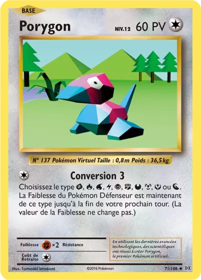 Porygon Reverse 71/108, carte Évolutions (EVO), en vente à Manga Cash à Ans, province de Liège.