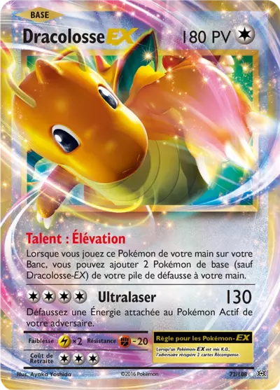 Dracolosse EX 72/108, carte Évolutions (EVO), en vente à Manga Cash à Ans, province de Liège.