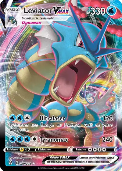 Léviator VMAX 029/203 - Évolution Céleste (EVS) - carte Pokémon officielle. Vente à l’unité, prix basé sur Cardmarket. Manga Cash Ans.
