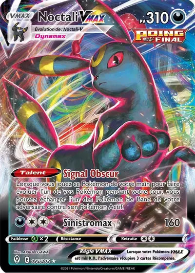 Noctali VMAX 095/203 - Évolution Céleste (EVS) - carte Pokémon officielle. Vente à l’unité, prix basé sur Cardmarket. Manga Cash Ans.