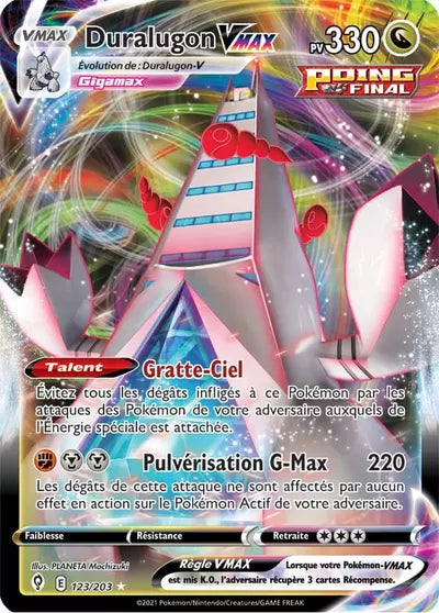 Carte Pokémon Duralugon VMAX 123/203 (EVS, Évolution Céleste), vente à l’unité prix basé sur Cardmarket - Manga Cash Liège.