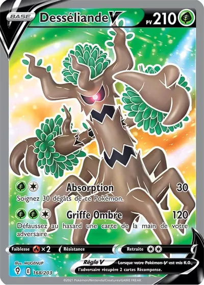 Carte Pokémon Desséliande V 168/203 (EVS, Évolution Céleste), vente à l’unité prix basé sur Cardmarket - Manga Cash Liège.
