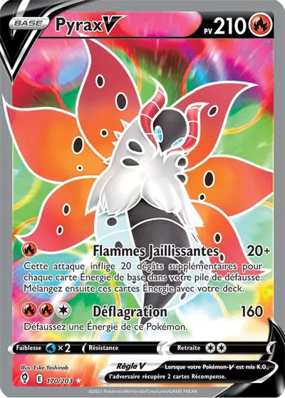 Pyrax V 170/203 - Évolution Céleste (EVS) - carte Pokémon officielle. Vente à l’unité, prix basé sur Cardmarket. Manga Cash Ans.