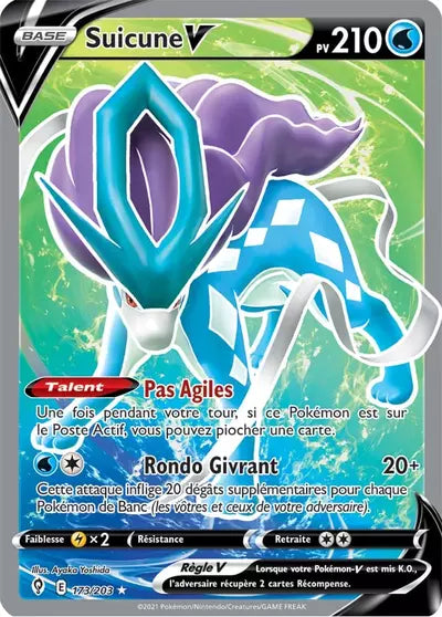 Suicune V 173/203 - Évolution Céleste (EVS) - carte Pokémon officielle. Vente à l’unité, prix basé sur Cardmarket. Manga Cash Ans.