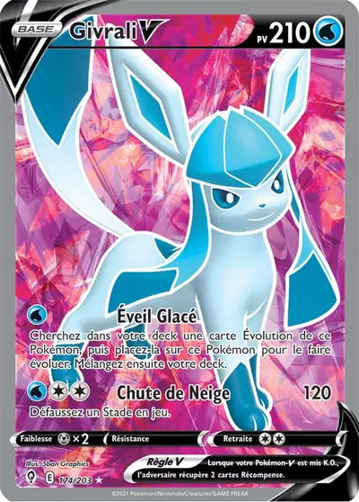 Carte Pokémon Givrali V 174/203 (EVS, Évolution Céleste), vente à l’unité prix basé sur Cardmarket - Manga Cash Liège.