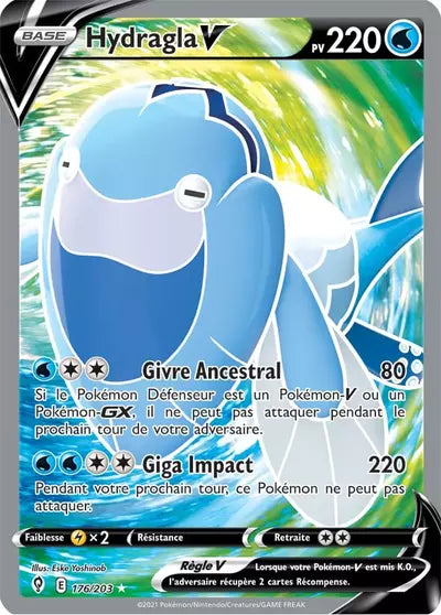 Hydragla V 176/203 - Évolution Céleste (EVS) - carte Pokémon officielle. Vente à l’unité, prix basé sur Cardmarket. Manga Cash Ans.