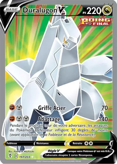 Duralugon V 197/203 - Évolution Céleste (EVS) - carte Pokémon officielle. Vente à l’unité, prix basé sur Cardmarket. Manga Cash Ans.