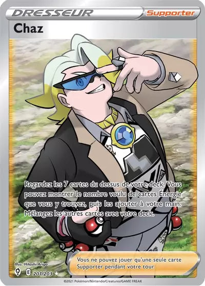 Carte Pokémon Chaz 201/203 (EVS, Évolution Céleste), vente à l’unité prix basé sur Cardmarket - Manga Cash Liège.