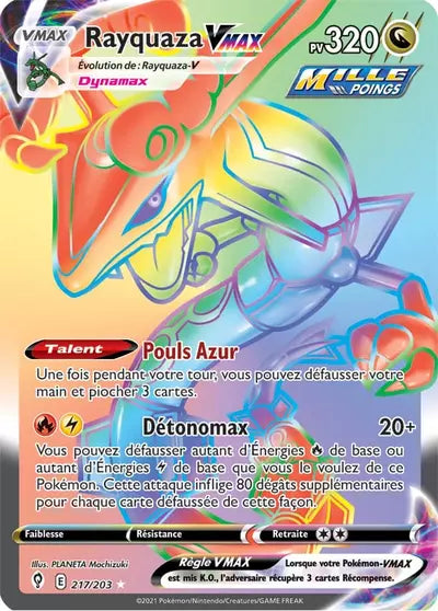 Rayquaza VMAX 217/203 | Évolution Céleste EVS | Manga Cash Ans-Liège - vente à l’unité, prix basé sur Cardmarket.