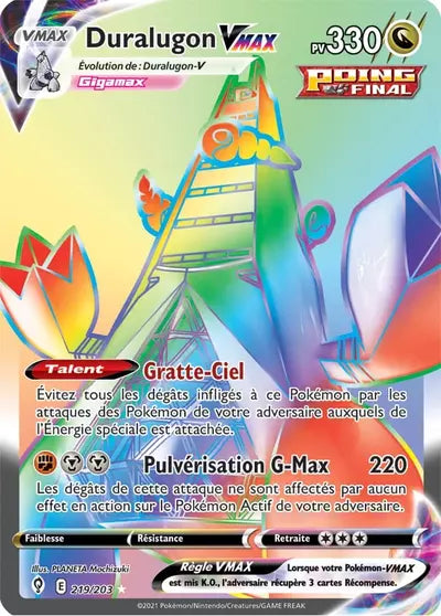 Carte Pokémon Duralugon VMAX 219/203 (EVS, Évolution Céleste), vente à l’unité prix basé sur Cardmarket - Manga Cash Liège.
