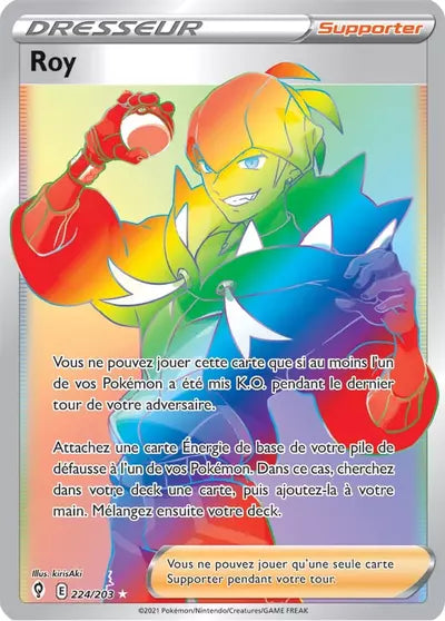Roy 224/203 - Évolution Céleste (EVS) - carte Pokémon officielle. Vente à l’unité, prix basé sur Cardmarket. Manga Cash Ans.