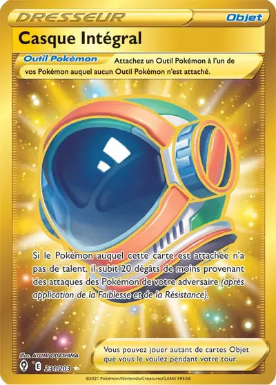 Carte Pokémon Casque Intégral 231/203 (EVS, Évolution Céleste), vente à l’unité prix basé sur Cardmarket - Manga Cash Liège.