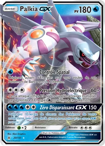 Palkia GX 20/131, carte Lumière Interdite (FLI), en vente à Manga Cash à Ans, province de Liège.