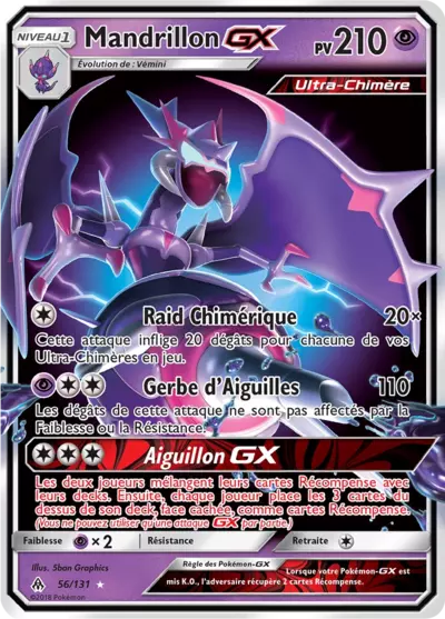 Mandrillon GX 56/131, carte Lumière Interdite (FLI), en vente à Manga Cash à Ans, province de Liège.